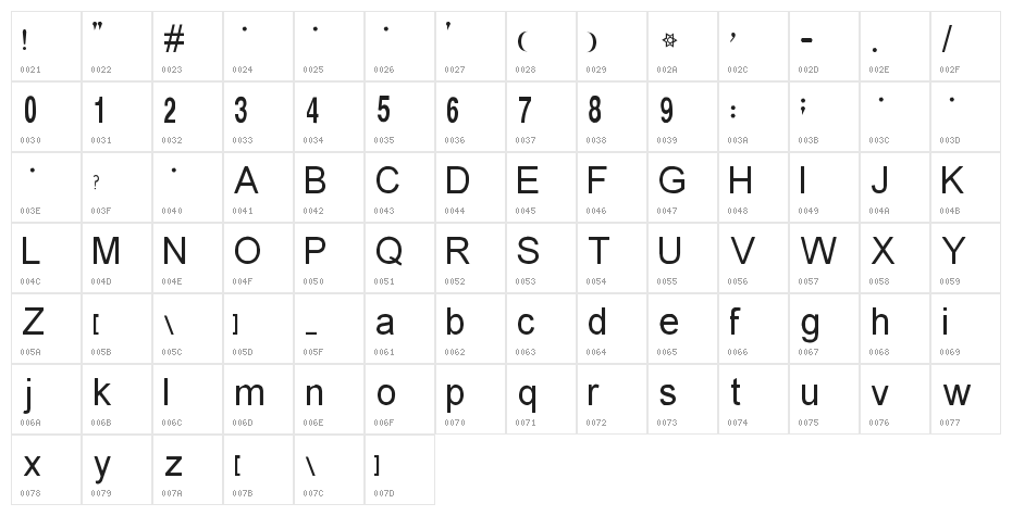 Dehalvi Khush Khat-L Character Map