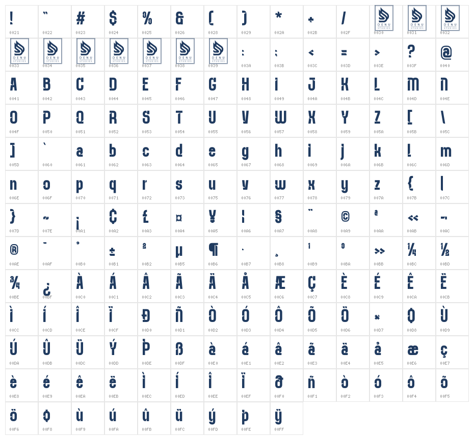 Deitaro Cut Character Map