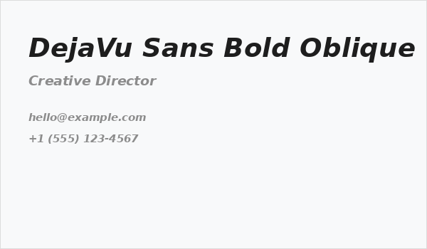 DejaVu Sans Bold Oblique Business Card