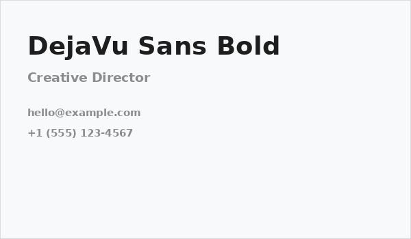 DejaVu Sans Bold Business Card