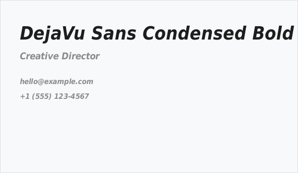 DejaVu Sans Condensed Bold Oblique Business Card