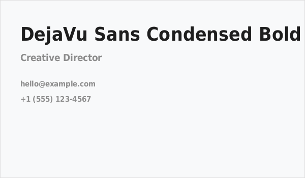 DejaVu Sans Condensed Bold Business Card