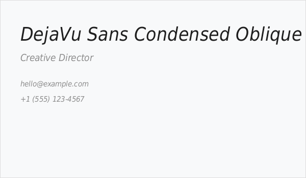 DejaVu Sans Condensed Oblique Business Card