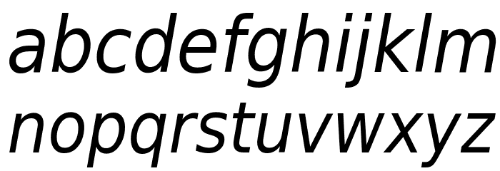 DejaVu Sans Condensed Oblique Font LOWERCASE