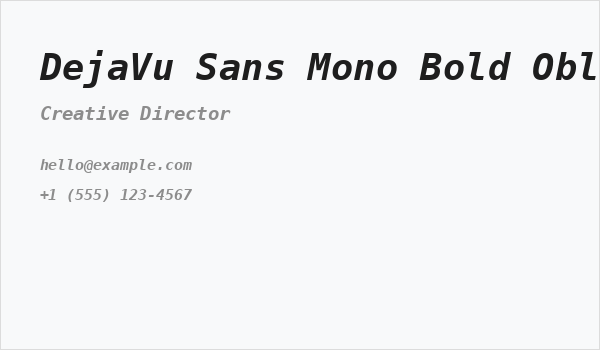 DejaVu Sans Mono Bold Oblique Business Card
