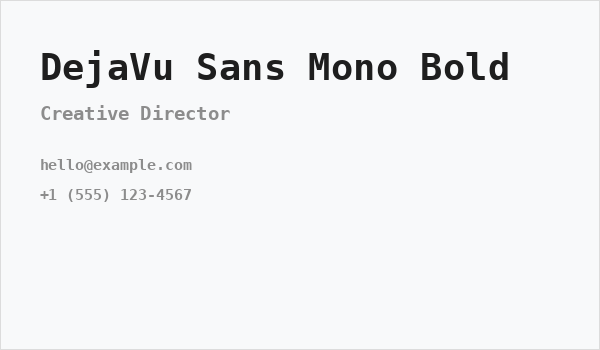 DejaVu Sans Mono Bold Business Card