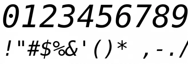 DejaVu Sans Mono Oblique Font Alte caractere