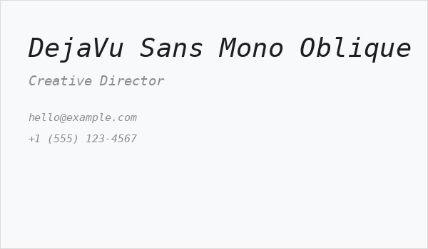 DejaVu Sans Mono Oblique Business Card