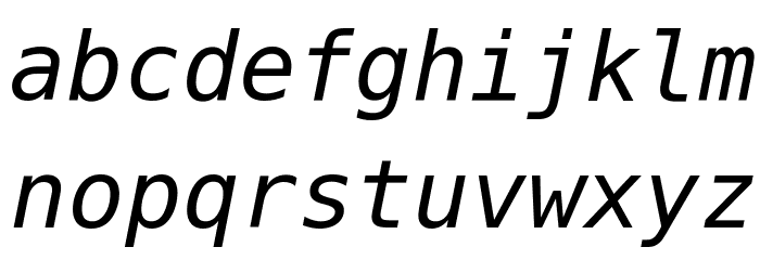 DejaVu Sans Mono Oblique Font LOWERCASE