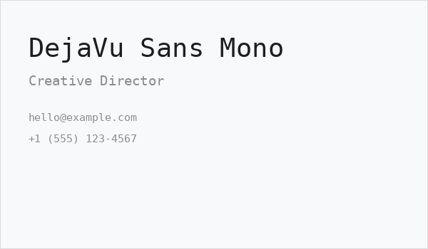 DejaVu Sans Mono Business Card