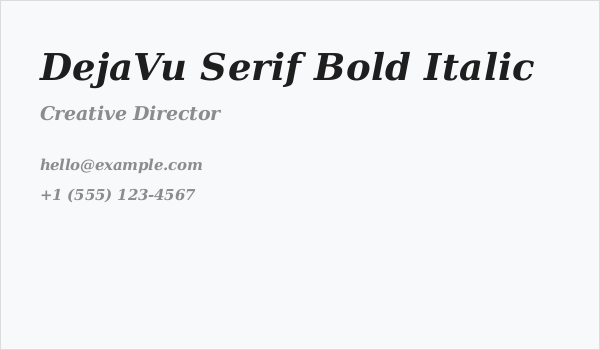 DejaVu Serif Bold Italic Business Card