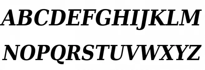 DejaVu Serif Condensed Bold Italic Fonte MAIÚSCULAS
