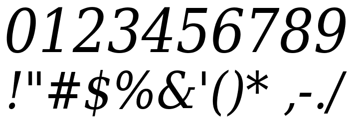 DejaVu Serif Condensed Italic Font OTHER CHARS