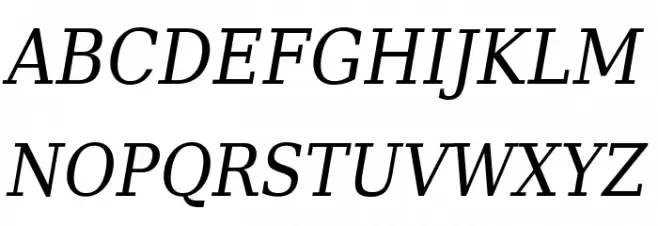 DejaVu Serif Condensed Italic Schriftart Groß