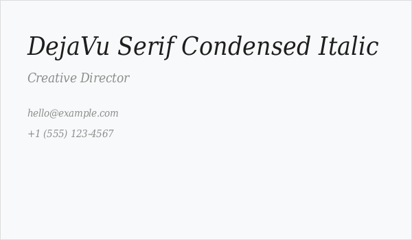DejaVu Serif Condensed Italic Business Card