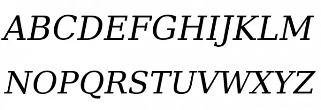 DejaVu Serif Italic Schriftart Groß