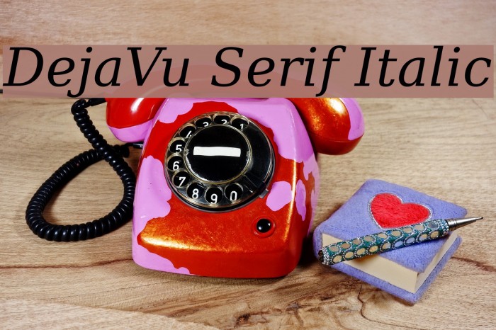 DejaVu Serif Italic Font examples