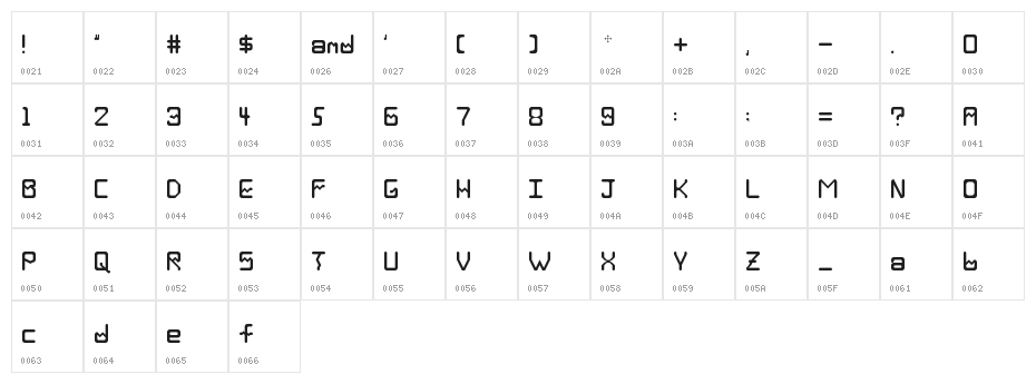 Deka Regular Character Map