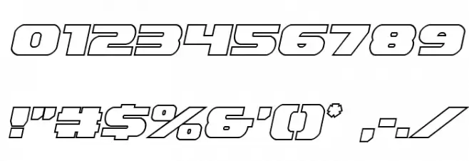 Dekaranger Outline Italic Font OTHER CHARS
