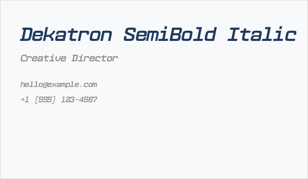 Dekatron SemiBold Italic Business Card