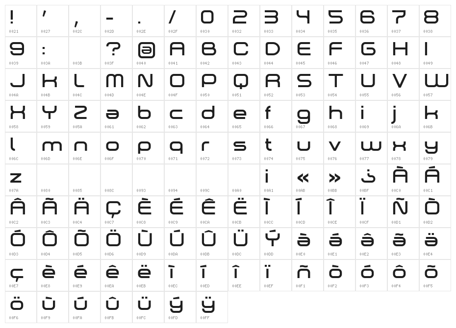 Dekers_Bold Character Map