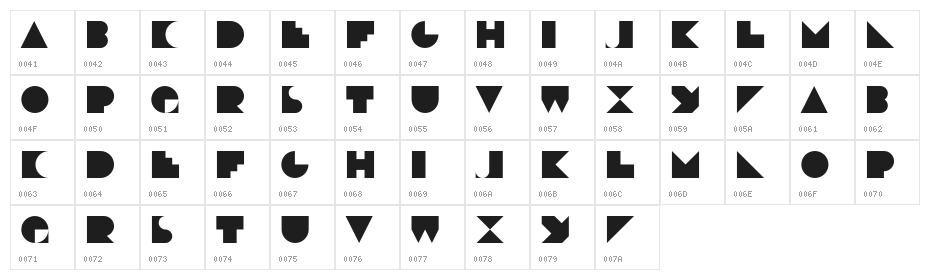 DekoBlakk Character Map