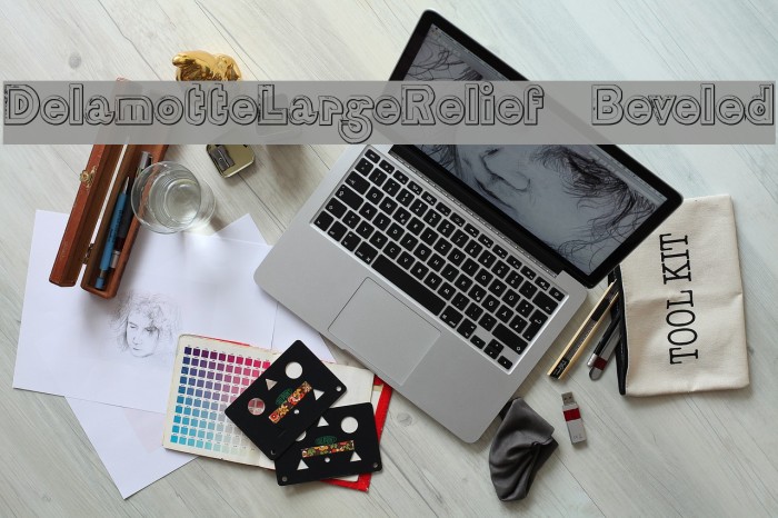 DelamotteLargeRelief Beveled Font examples
