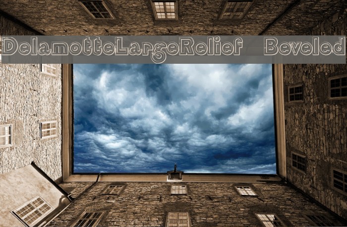 DelamotteLargeRelief Beveled Font examples
