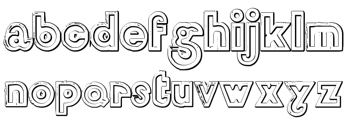 DelamotteLargeRelief Beveled Font LOWERCASE