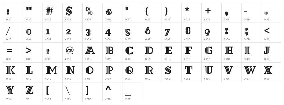 Delano-Caps-Regular Character Map