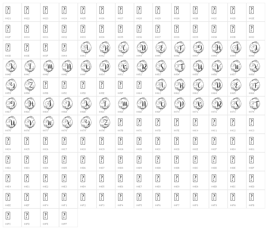 Delia Monogram Character Map
