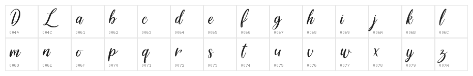 Delight Lettering Script DEMO Regular Character Map