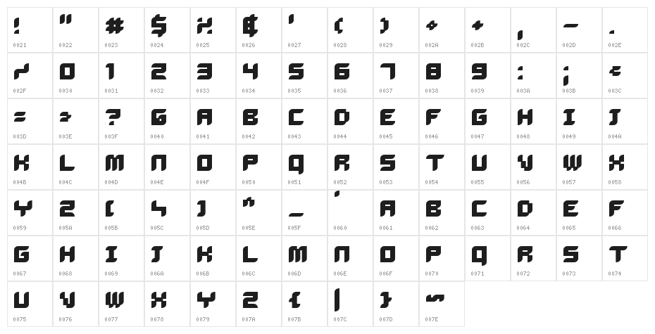 Delilah Bold Character Map