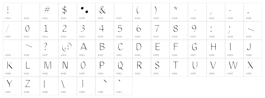 Delinquent-Extract Character Map