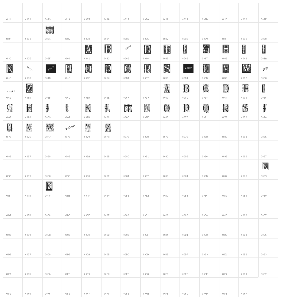 DelitschInitialen Character Map