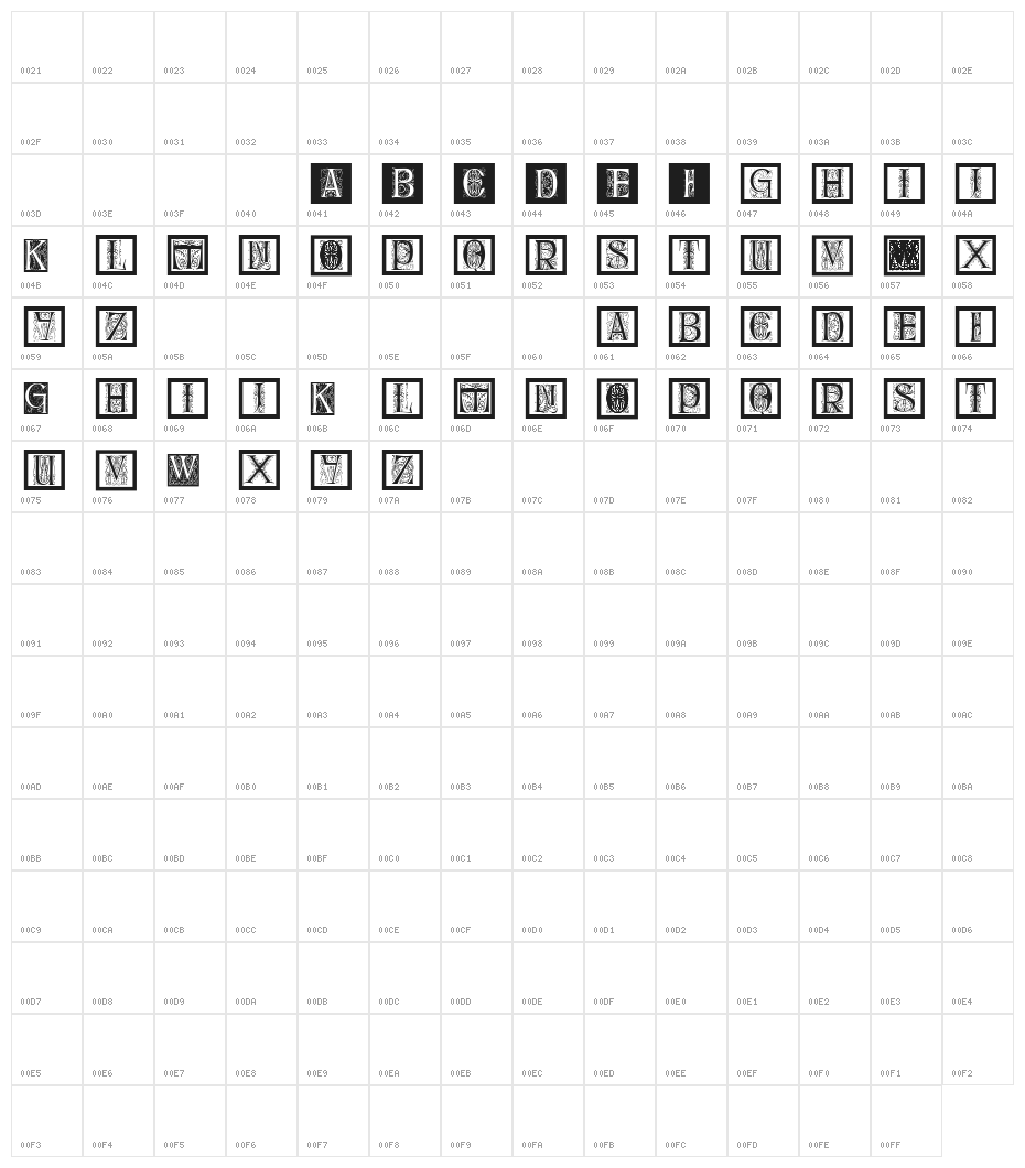 DelitzschCaps Character Map