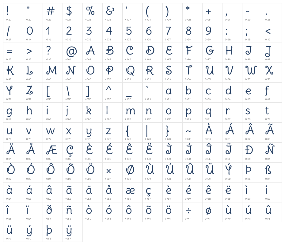 DeliusSwashCaps Regular1 Character Map