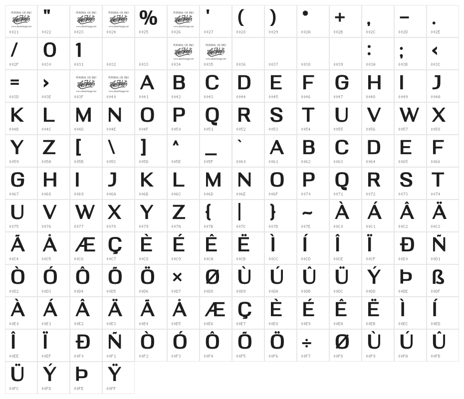 Deloire Bold Character Map