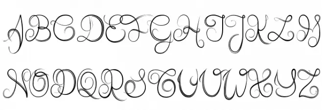 Delphine Et Mathias Script Caratteri MAIUSCOLE