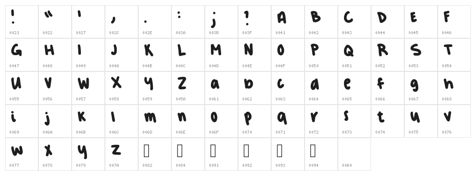 Dels First Font Regular Character Map