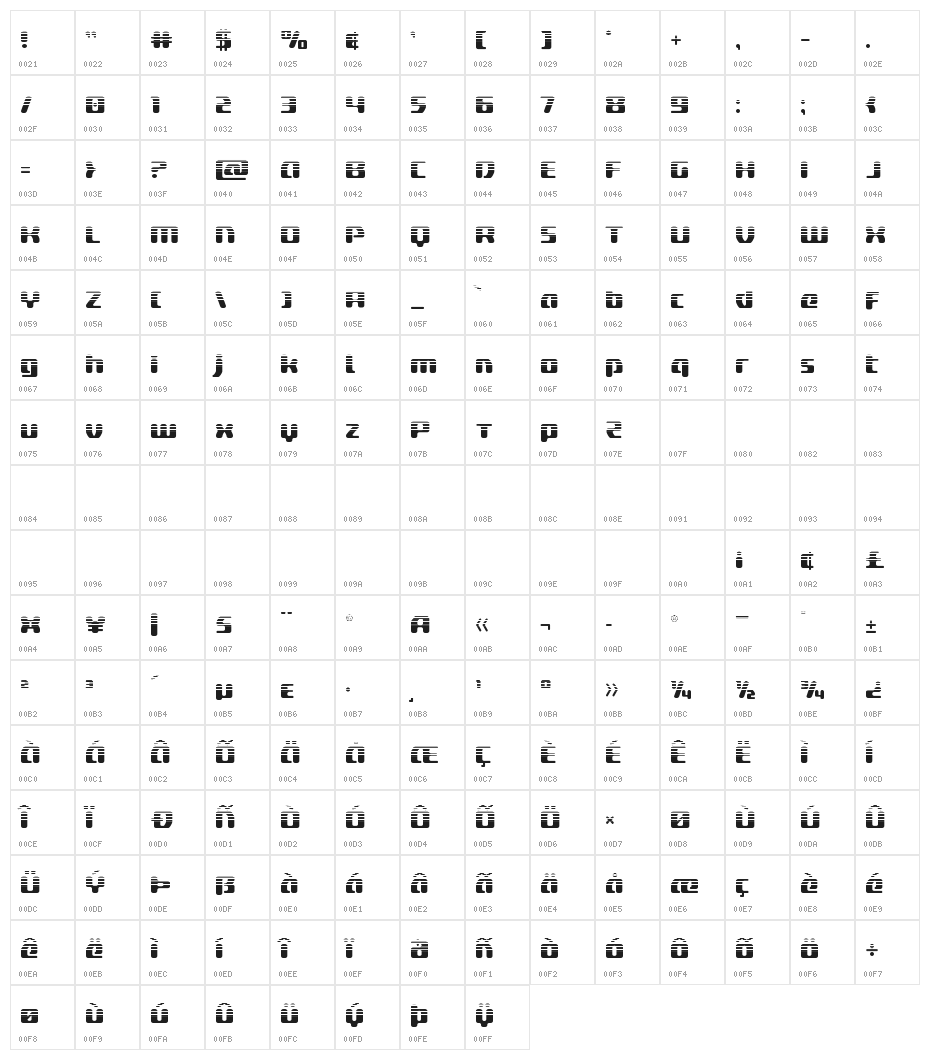 Delta Phoenix Halftone Character Map