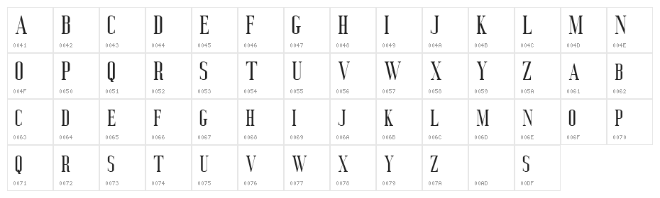 Deluce Free Regular Character Map