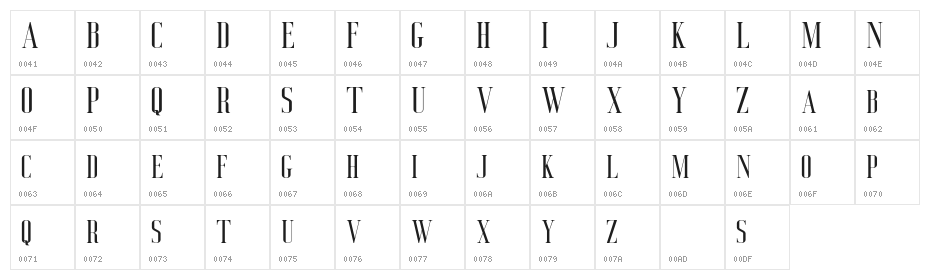 DeluceFree-Regular Character Map