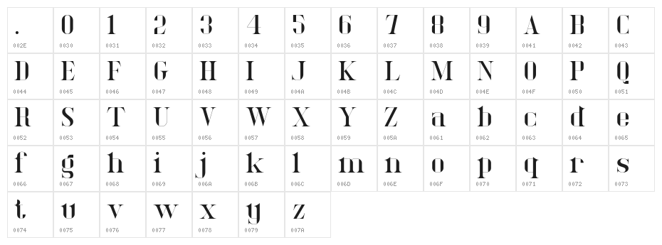 DelucyDemo-Regular Character Map
