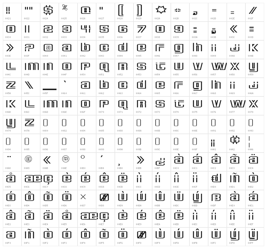 DeluxeDucks-Regular Character Map
