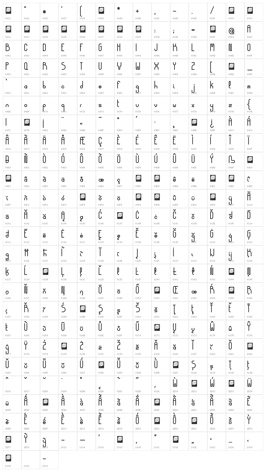 Democrazy-Bold Character Map