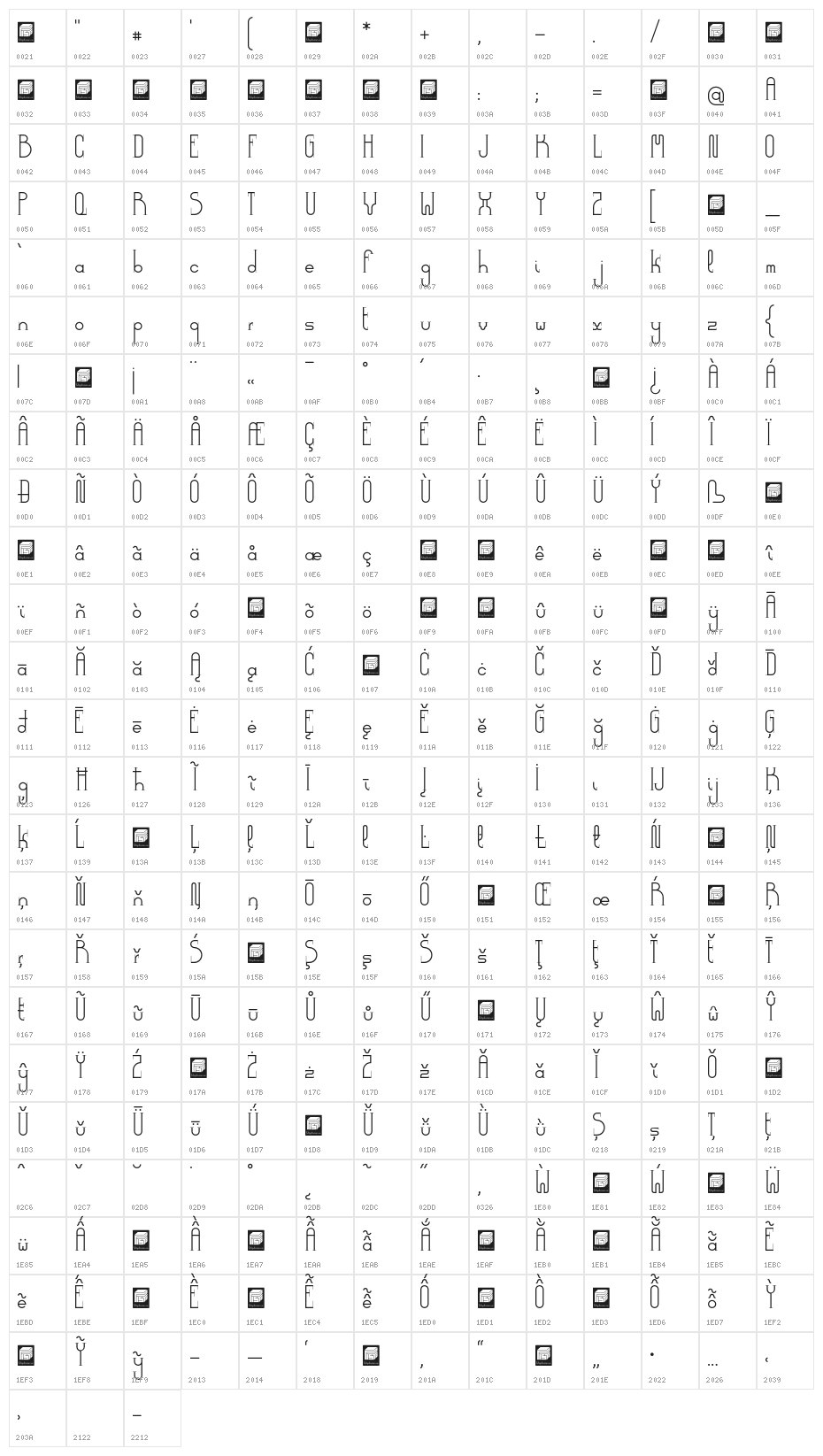 DemocrazySerif-Light Character Map