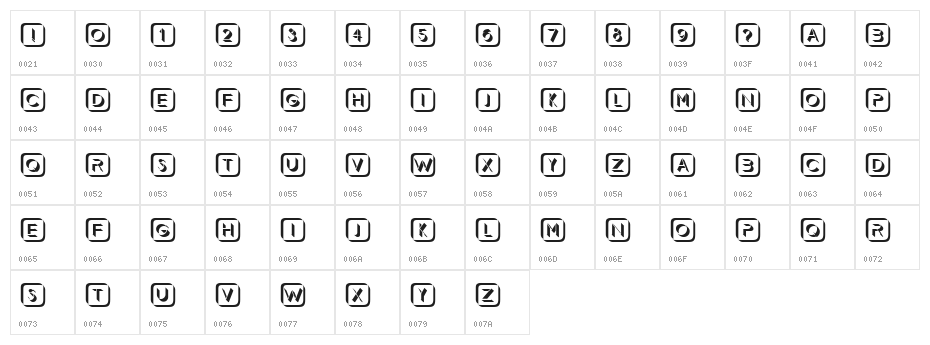 Demode Capitals Regular Character Map