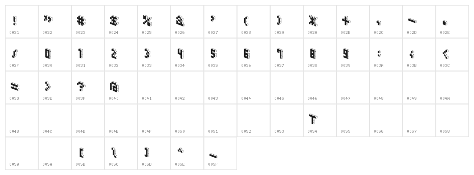 DemonCubicBlockFont Black Character Map