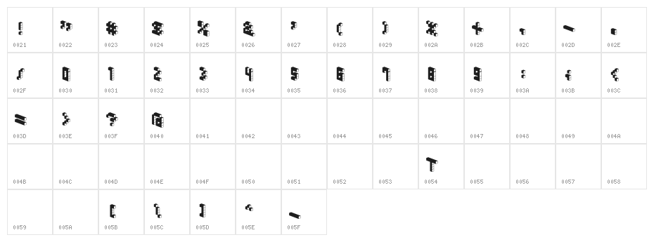 DemonCubicBlockFont Dark Character Map